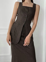 Square Neck Vest Top & Maxi Skirt Set