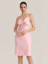Kafiloe Lace Panel Satin Cami Nightgown