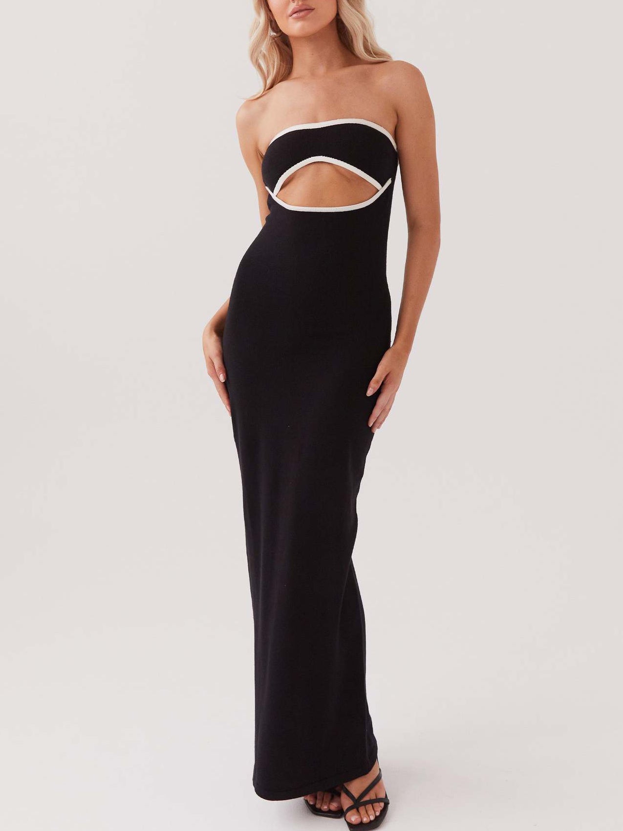 Strapless Hollow Out Bodycon Maxi Dress