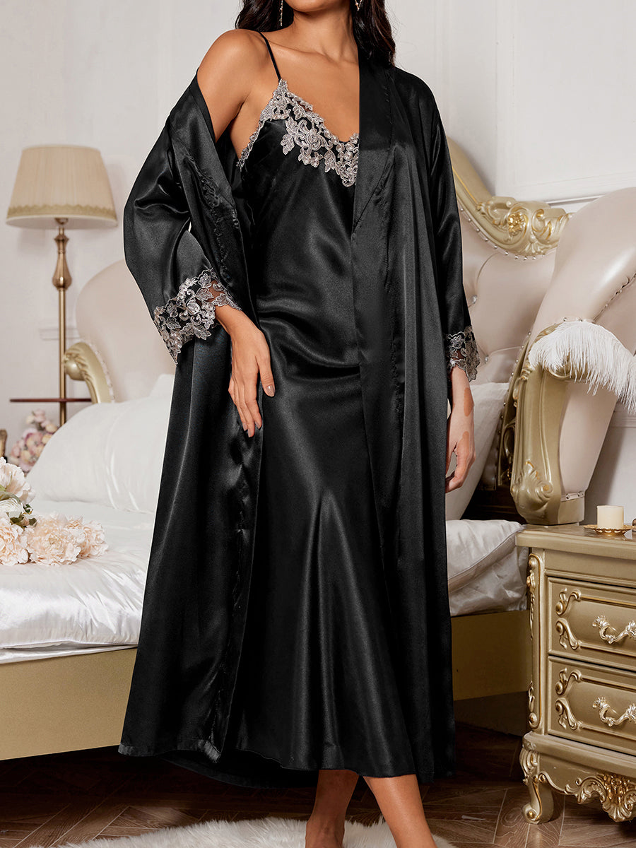 Lace V Neck Nightdress & Robe Set