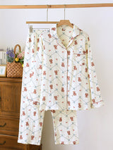 Cotton Wave Bear Long Sleeve Pajama Set