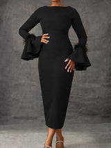 Bodycon Crew Neck Backless Maxi Dress