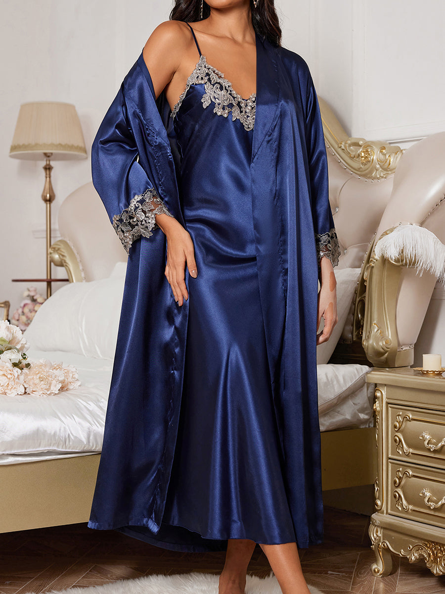 Lace V Neck Nightdress & Robe Set