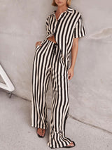 Stripe Polo Shirt & Long Pant Set