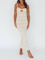 Spaghetti Strap Hollow Out Knit Maxi Dress