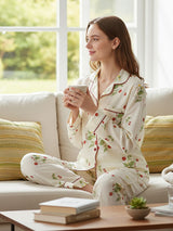 Strawberry & Floral Printed Pajama Set