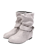 Solid Color Buckle Flat Ankle Boots