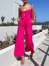 Spaghetti Strap Tie Up Hollow Out Jumpsuit