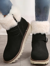 Buckle Plush Platform Snow Mid-Calf Boots