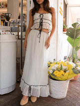 Ruched Crop Top &  Maxi Skirt Two Piece Set