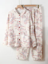 Vintage Painting Cotton Pajama Set