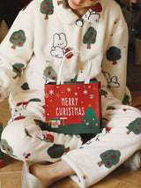 Christmas Rabbits & Trees Printed Flannel Pajamas