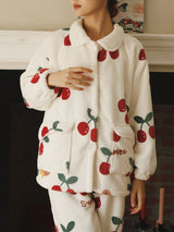 Christmas Cherry Printed Flannel Pajamas