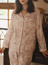 Lapel Cotton Printed Pajama Set