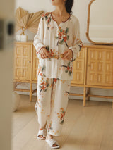 Cotton Fruit Print Long Sleeve Pajama Set