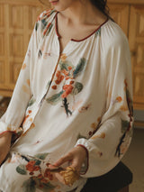 Cotton Fruit Print Long Sleeve Pajama Set