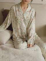 Elegant Floral Printed Long Sleeve Pajama Set