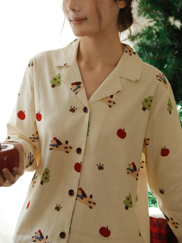 Apples & Dogs Printed Long Sleeve Pajamas