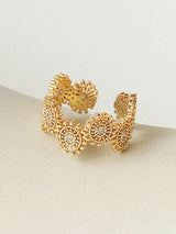 Adjustable Gold Plated Flower Ring