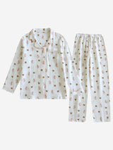 Cotton Bear and Floral Print Pajamas