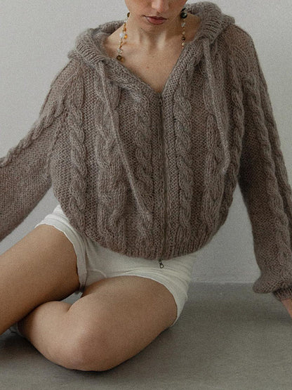 Cable Knit Hoodie Sweater