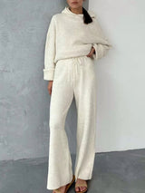 Loose Fit Knit Hoodie Pants Set