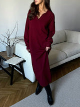 Knit Collar Midi Dress