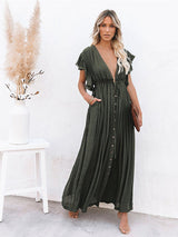 Beach Drawstring Long Dress