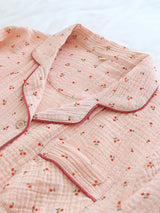 Cherry Printed Long Sleeve Cotton Pajamas