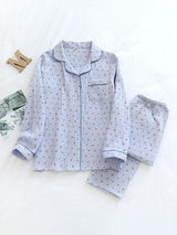 Cherry Printed Long Sleeve Cotton Pajamas