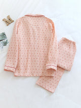 Cherry Printed Long Sleeve Cotton Pajamas