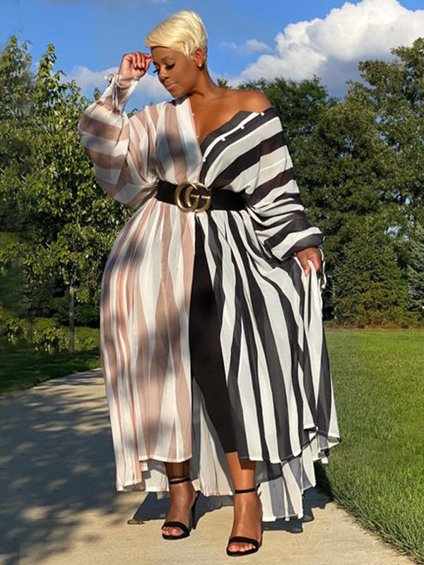 Horizontal Striped Print Dress