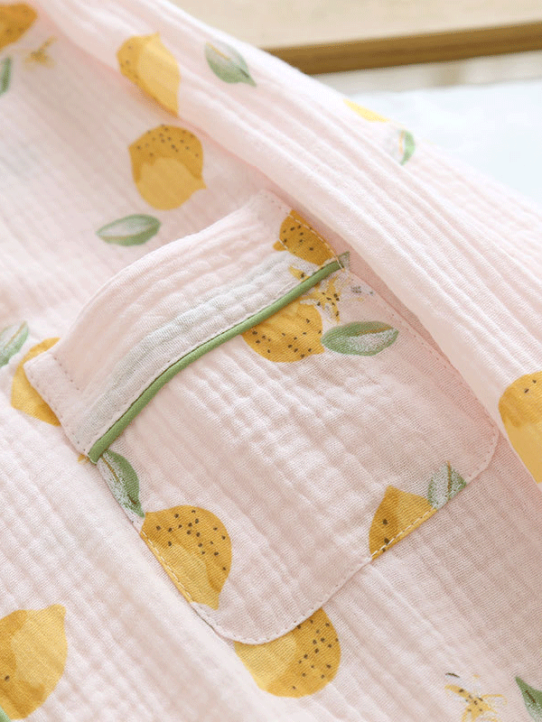 Lemon Cotton Pajama Long Sleeve Set