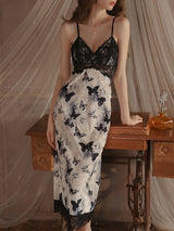 Kafiloe Butterfly Print Velvet Cami Nightgown