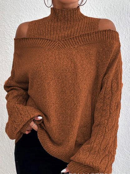 Turtleneck Cut Out Long Sleeve Sweater