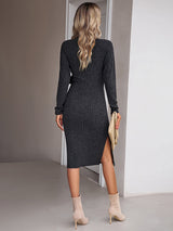 Wrap Knot Knitted Midi Dress