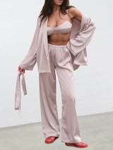 Satin Long Sleeve Robe & Vest Lounge Set