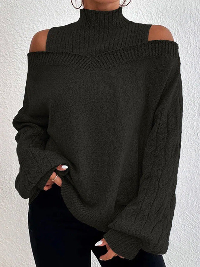Turtleneck Cut Out Long Sleeve Sweater