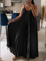 Spaghetti Strap Pleated Maxi Dress