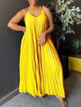 Spaghetti Strap Pleated Maxi Dress