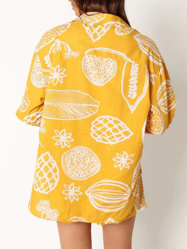 Fruit Pattern Shirt & Shorts Set
