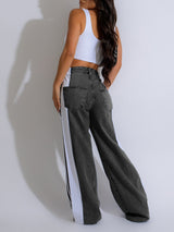 Color Block Patchwork Wide Leg Jeans