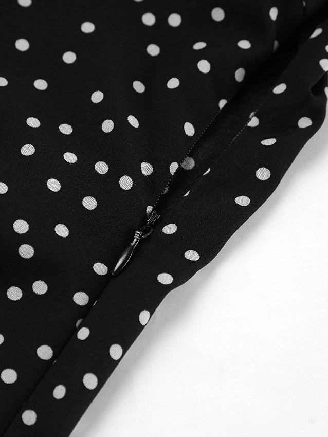 Puff Sleeve V Neck Polka Dot Maxi Dress