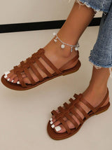 Solid Color Flat Roman Sandals