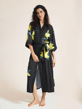 Kafiloe Floral Printed Long Kimono Robe