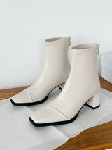 Vintage Solid Color Block Heel Ankle Boots