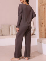 Solid Color Long Sleeve Casual Set