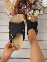 Cross Strap Buckle Beach Sandals