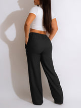 Straight Leg Solid Color Long Pants