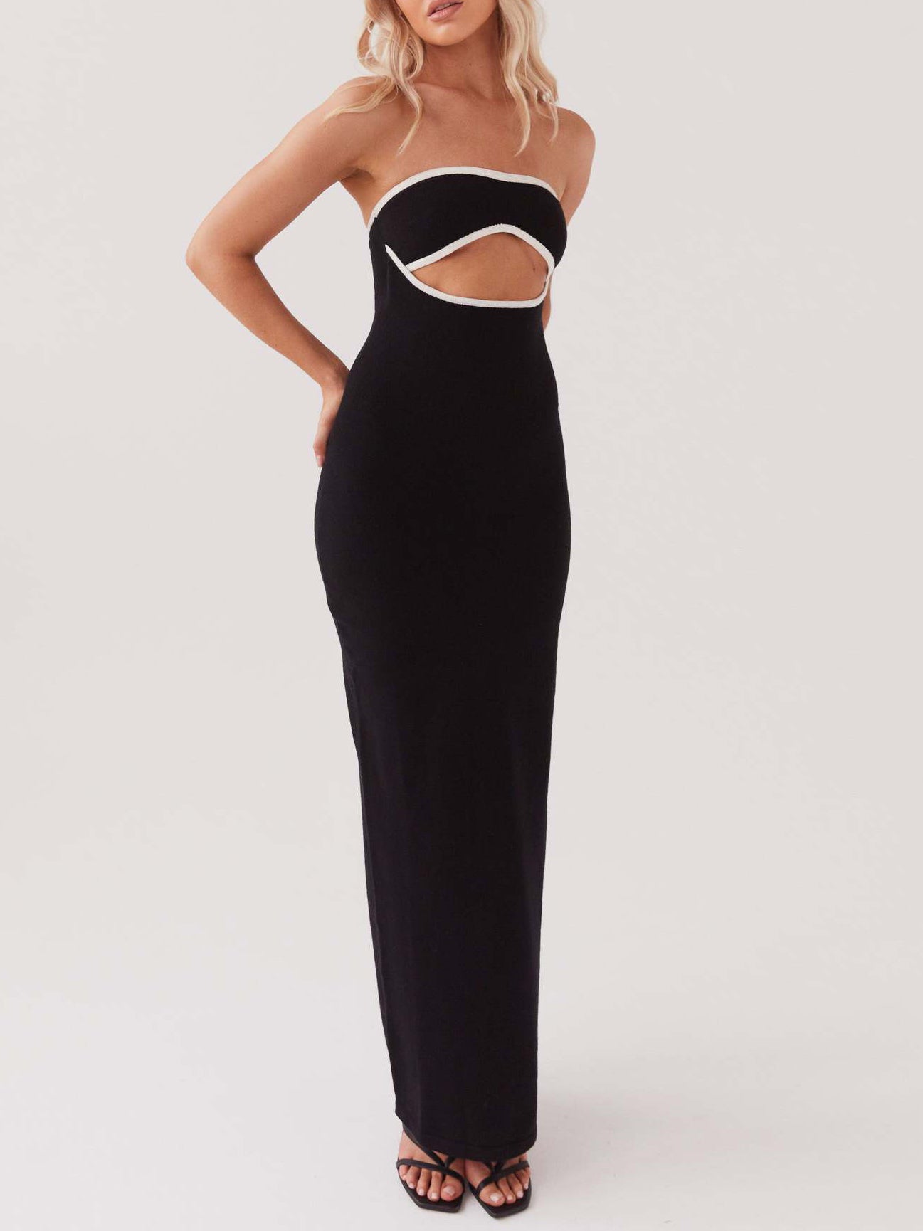 Strapless Hollow Out Bodycon Maxi Dress